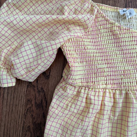 Yellow Smocked Puff-Sleeve Mini Dress - Picture 4 of 4